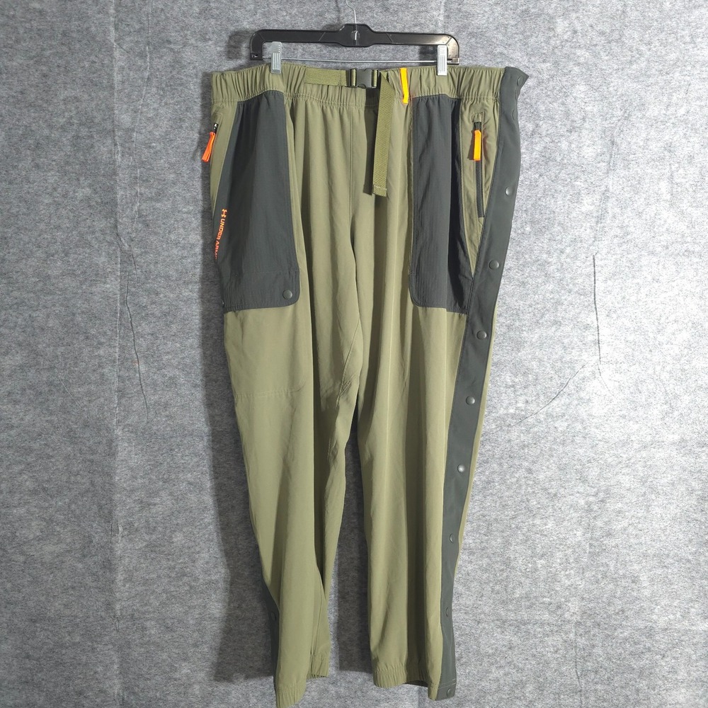 Under Armour Rush Woven Pants Mens Sz 3XL Green Belted Utility Breakway Celliant